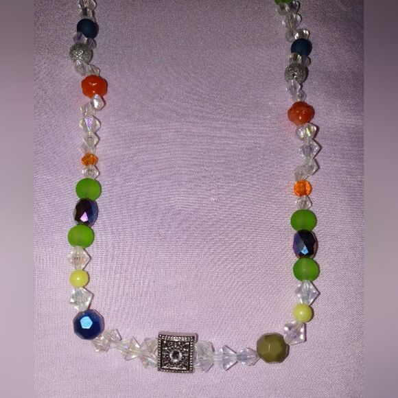 Silver diamond charm Handmade necklace - Picture 3 of 7